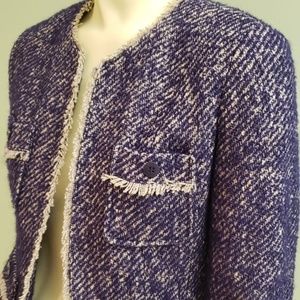Talbots purple beige tweed open jacket 4